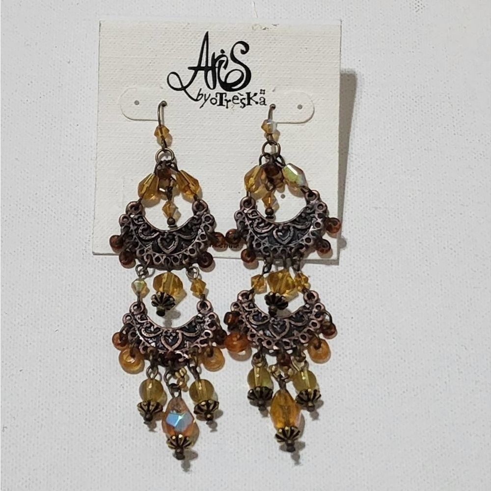 TRESKA beaded dangle chandelier earrings new!!!